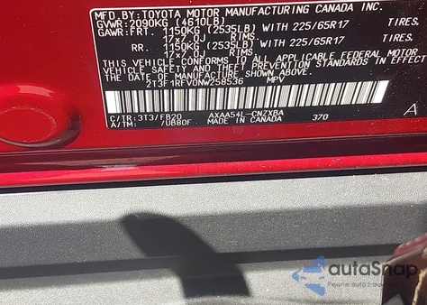 2022 Toyota Rav4 Le from USA, damaged, VIN 2T3F1RFV0NW258536